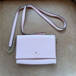 Kate Spade Light Pink Crossbody Bag with Gold Chain